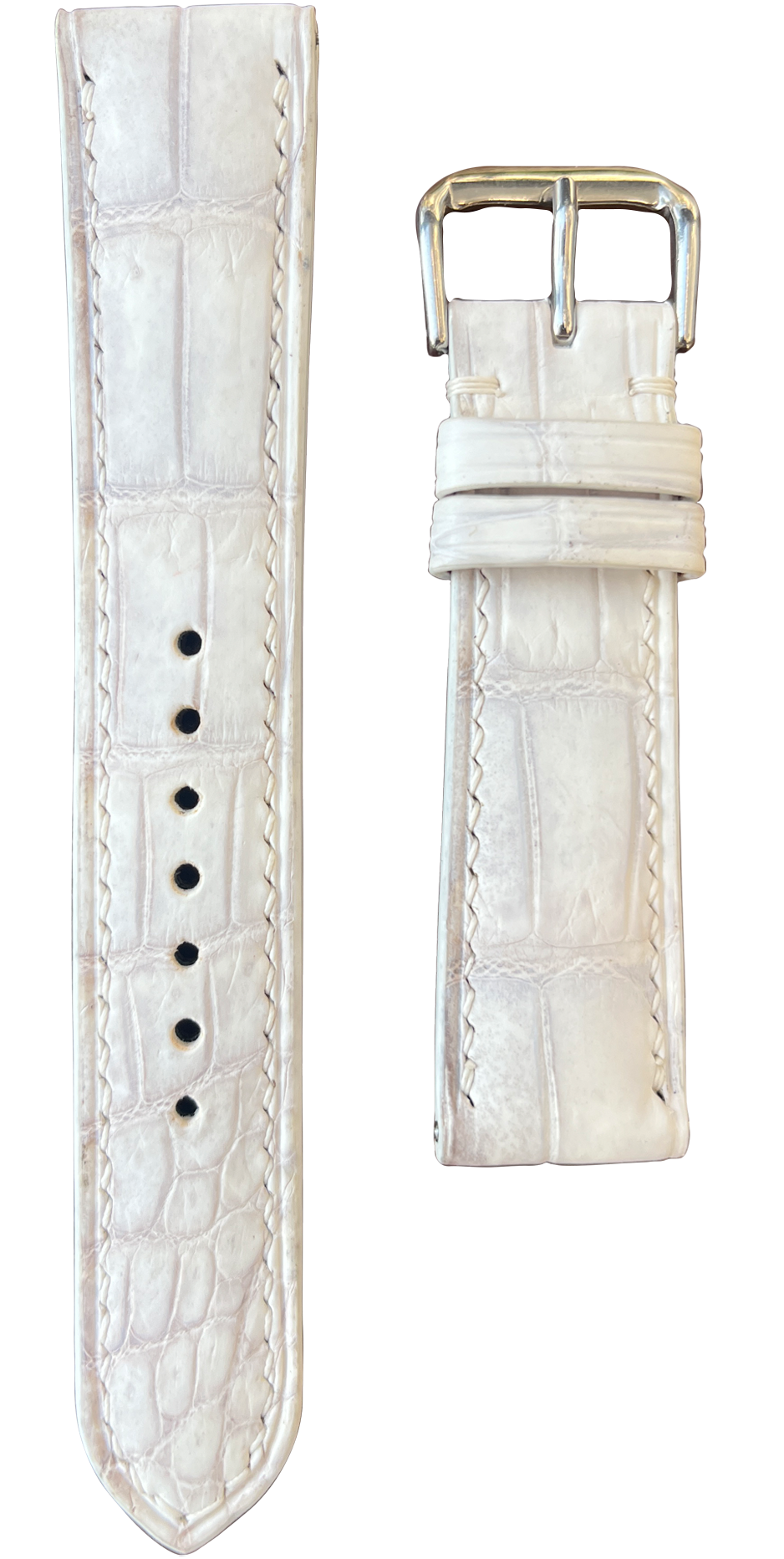 Crocodile Leather Watch Strap - Sand White