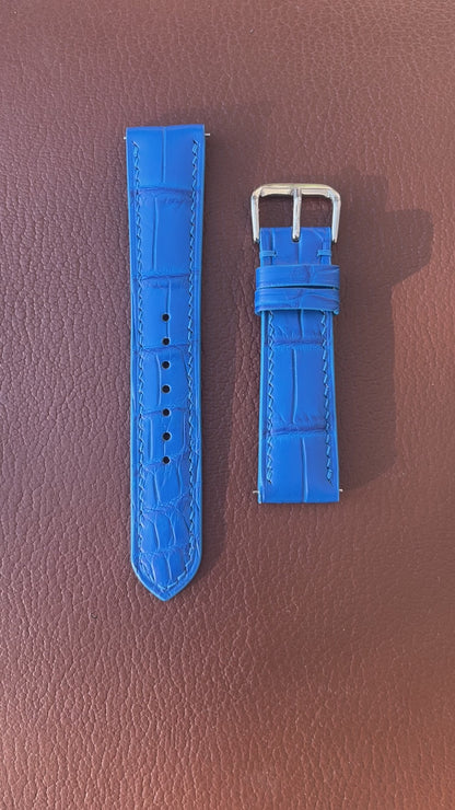 Crocodile Leather Watch Strap - Blue