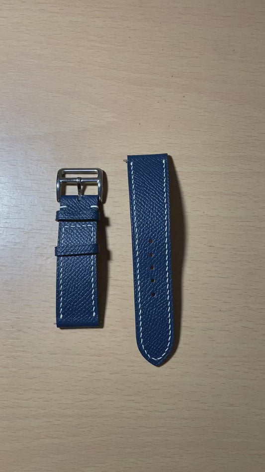 Epsom Leather Watch Strap - Navy