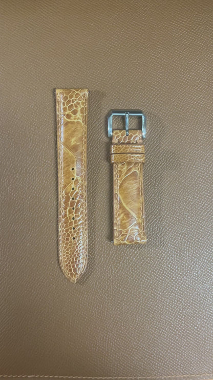 Ostrich Leg Leather Watch Strap - Light Brown