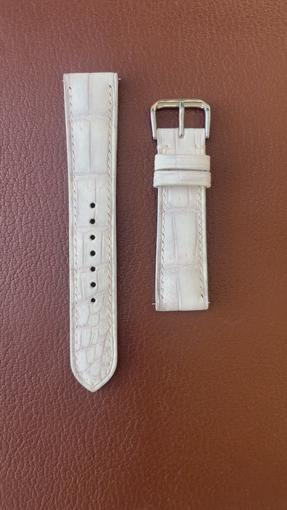Crocodile Leather Watch Strap - Sand White