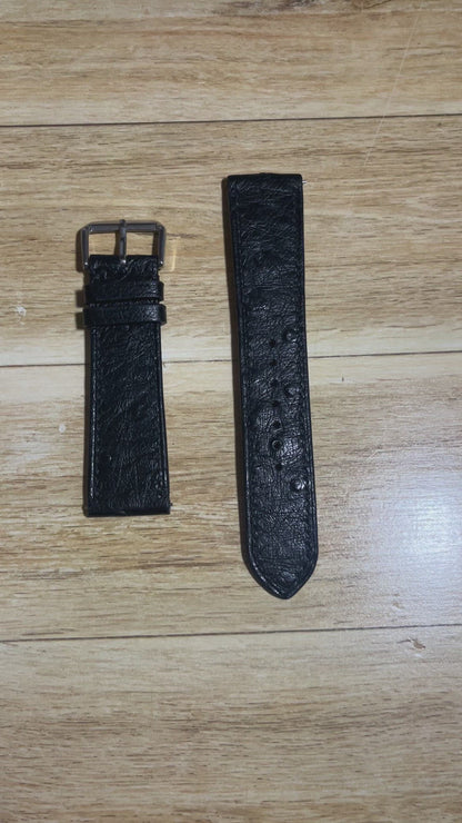 Ostrich Leather Watch Strap - Black
