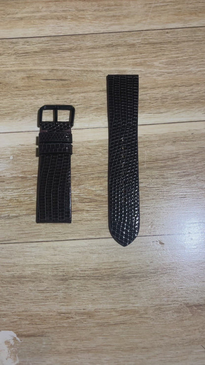Lizard Leather Watch Strap - Dark Brown