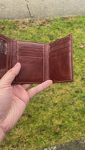 Load and play video in Gallery viewer, Vertical Trifold Leather Wallet - Dark Brown Calfskin

