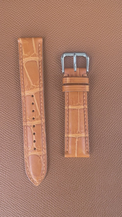 Crocodile Leather Watch Strap - Light Brown