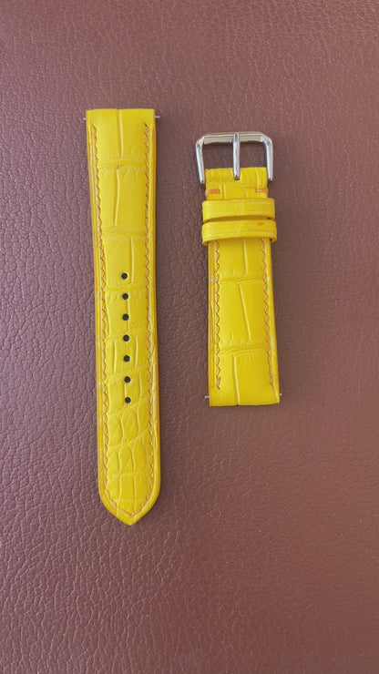 Crocodile Leather Watch Strap - Yellow