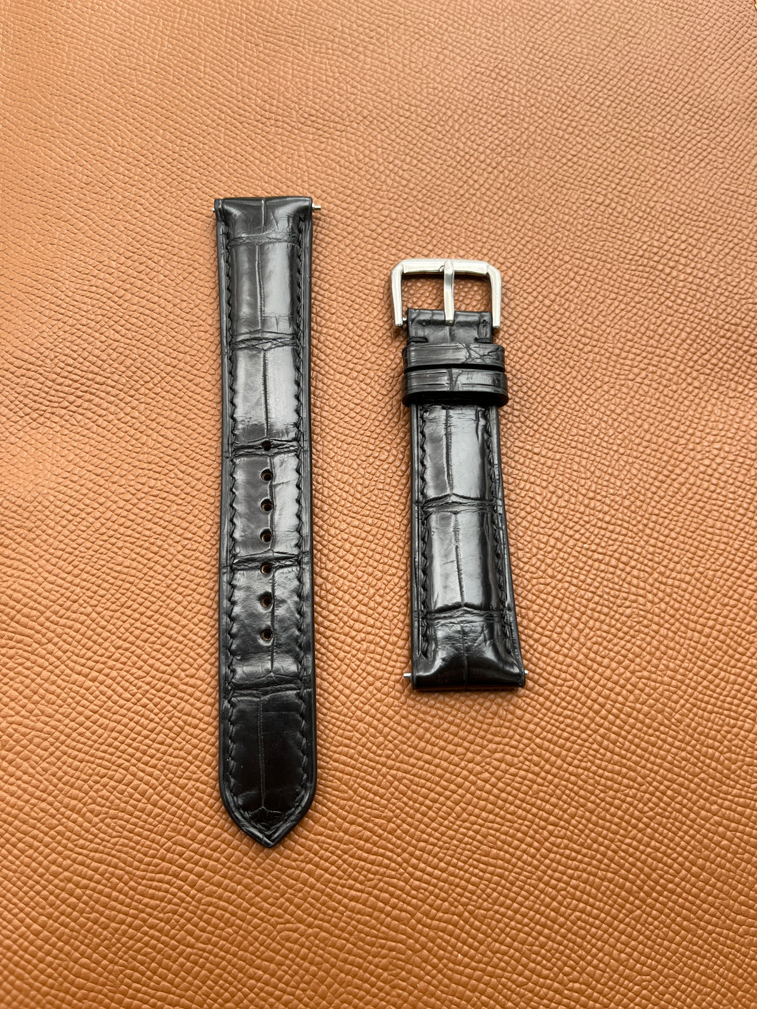 Crocodile Leather Straps - Black/17mm - 20mm