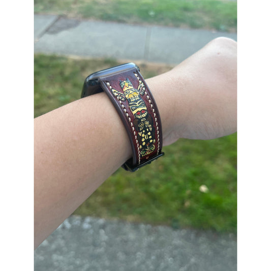 The Totem Pole - Engraved Leather Watch Straps