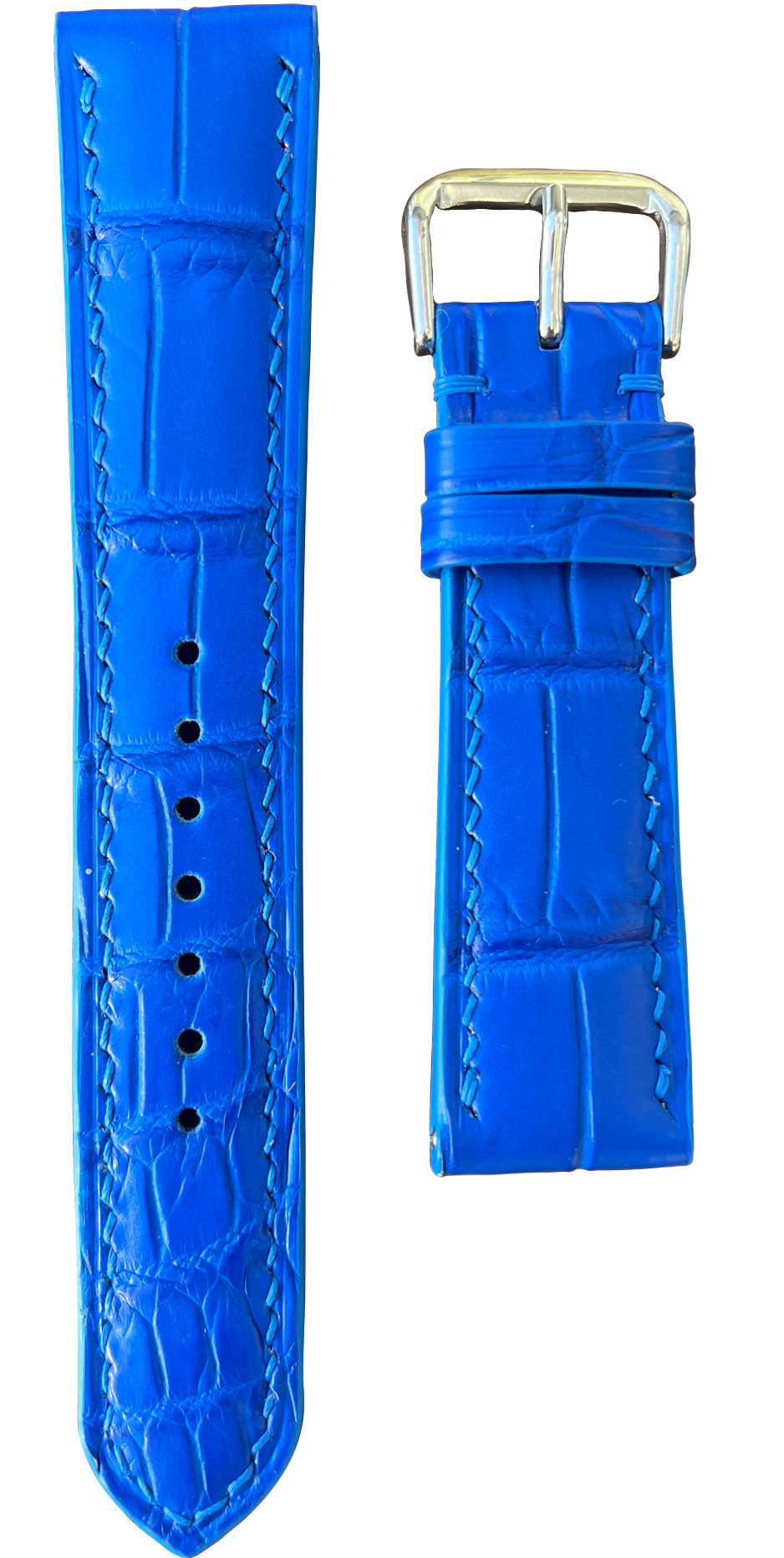 Crocodile Leather Watch Strap - Blue