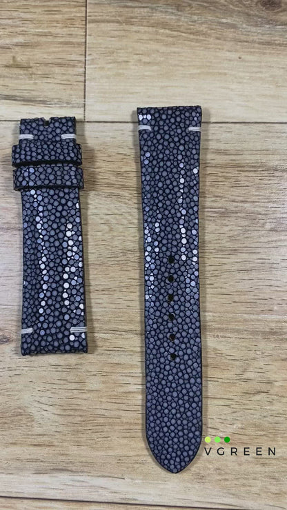 Stingray Leather Watch Strap - Black