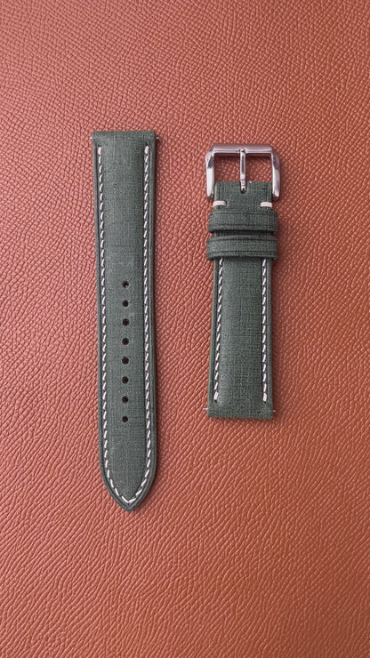 Babele Linen Leather Watch Strap - Verde