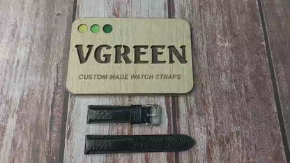 Ostrich Leg Leather Watch Strap - Black