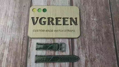 Ostrich Leg Leather Watch Strap - Moss Green