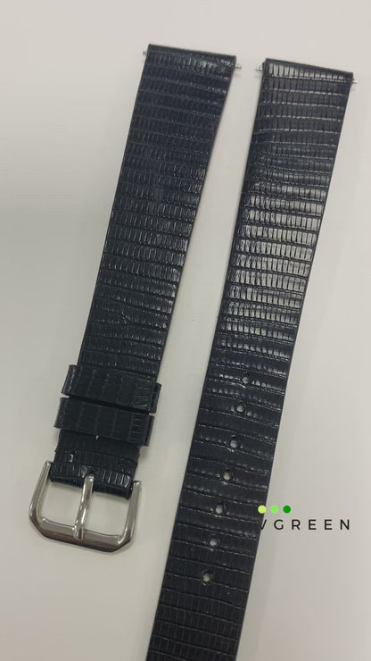 Lizard Leather Watch Strap - Black
