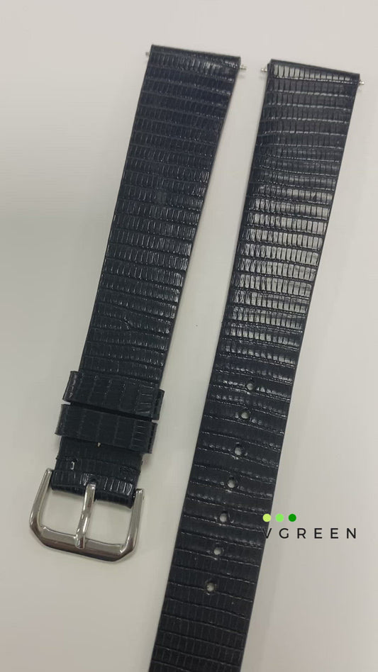 Lizard Leather Watch Strap - Black