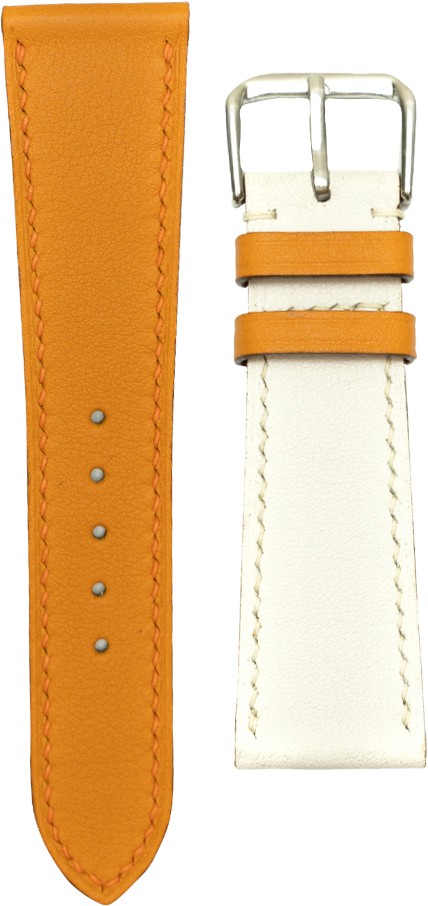 Swift Leather Watch Strap - Orange/White