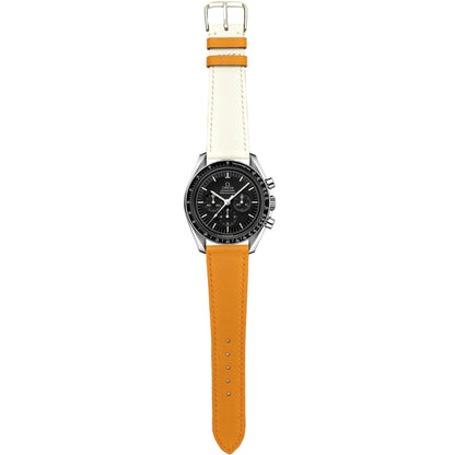 Swift Leather Watch Strap - Orange/White