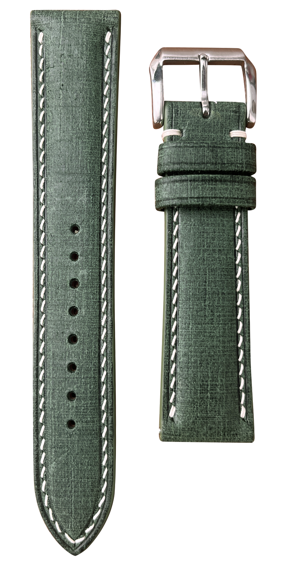 Babele Linen Leather Watch Strap Verde – VGreen - Main Image